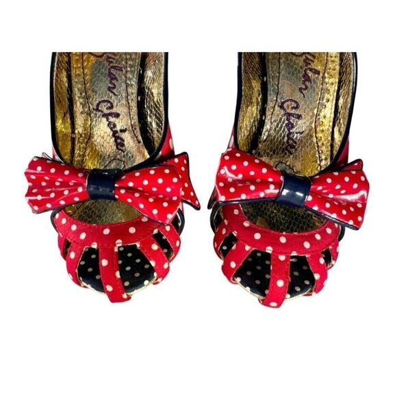 Irregular Choice Womens Sz 36 Red Polka Dot Slingback Aphrodite Heels Rockabilly - Picture 4 of 12